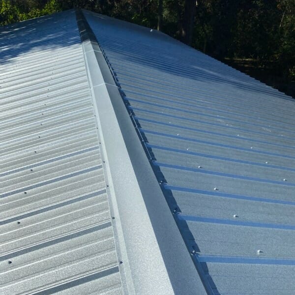 New silver metal roof